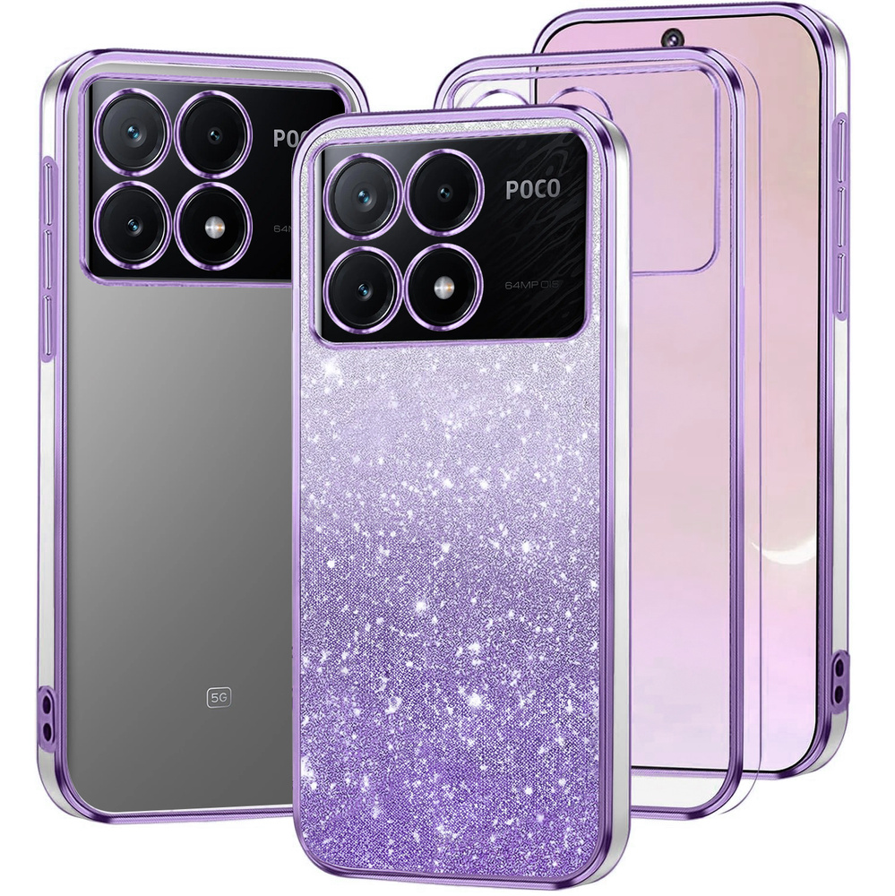 Schutzhülle Für Xiaomi Poco X6 Pro 5g, Glitzer Mit Kameraschutz, Lila
