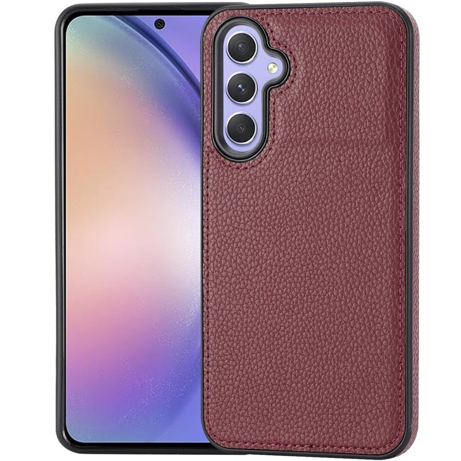 Litschi-lederhülle Für Samsung Galaxy A54, Bordeauxrot