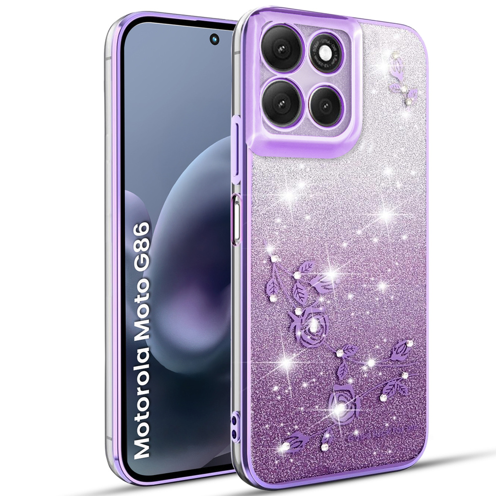 Schutzhülle Für Motorola Moto G86 5g, Glitzerblume, Lila