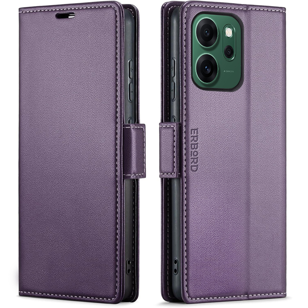 Oppo Reno 14 F / 14 Fs Hülle, Glänzende Litschi-klapphülle, Lila