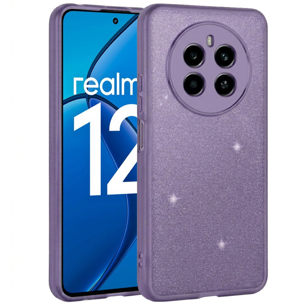 Realme 12 Hülle, Glitzerpuder, Lila