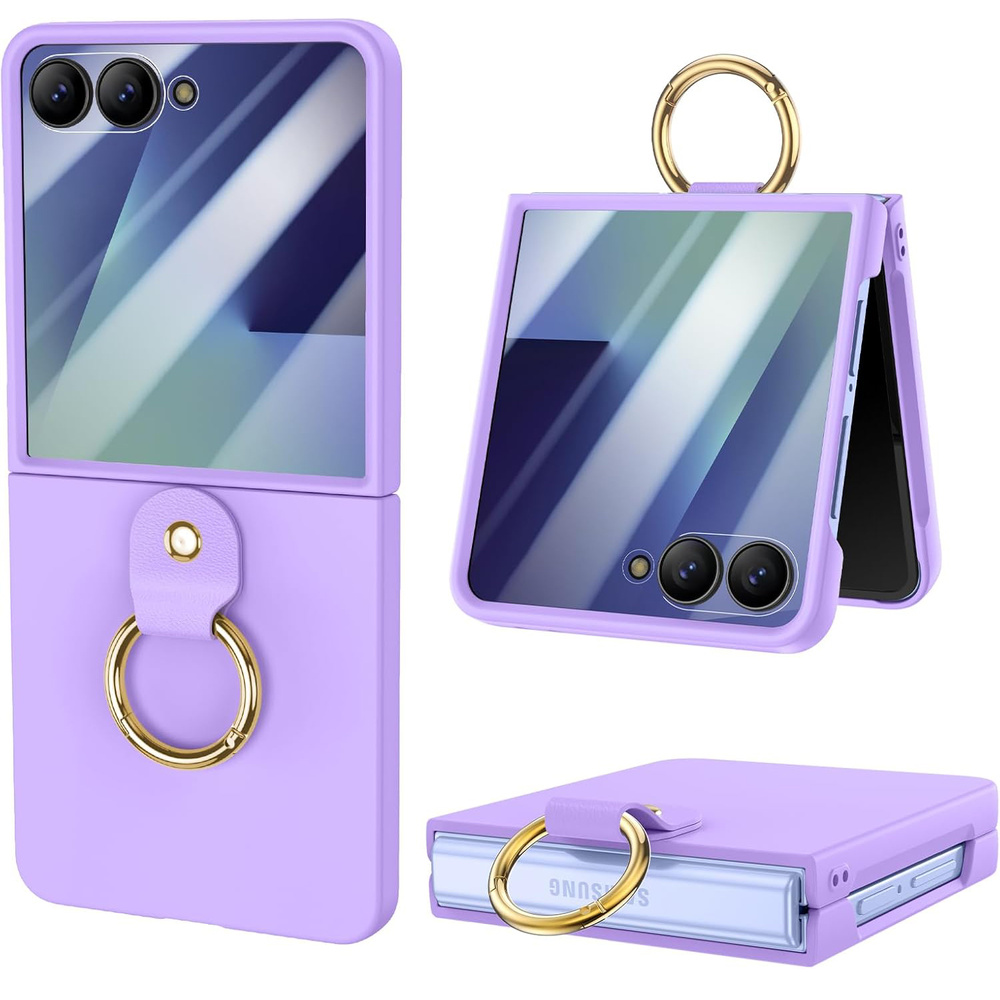 Ringhalterhülle Für Samsung Galaxy Z Flip7 5g, Mit Glas Für Das Außendisplay, Lila