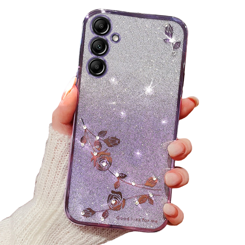 Samsung Galaxy A35 5g Hülle, Glitzerblume, Lila