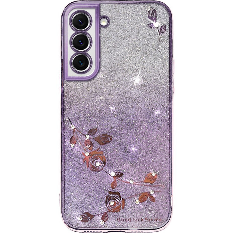 Samsung Galaxy S22 Hülle, Glitzerblume, Lila