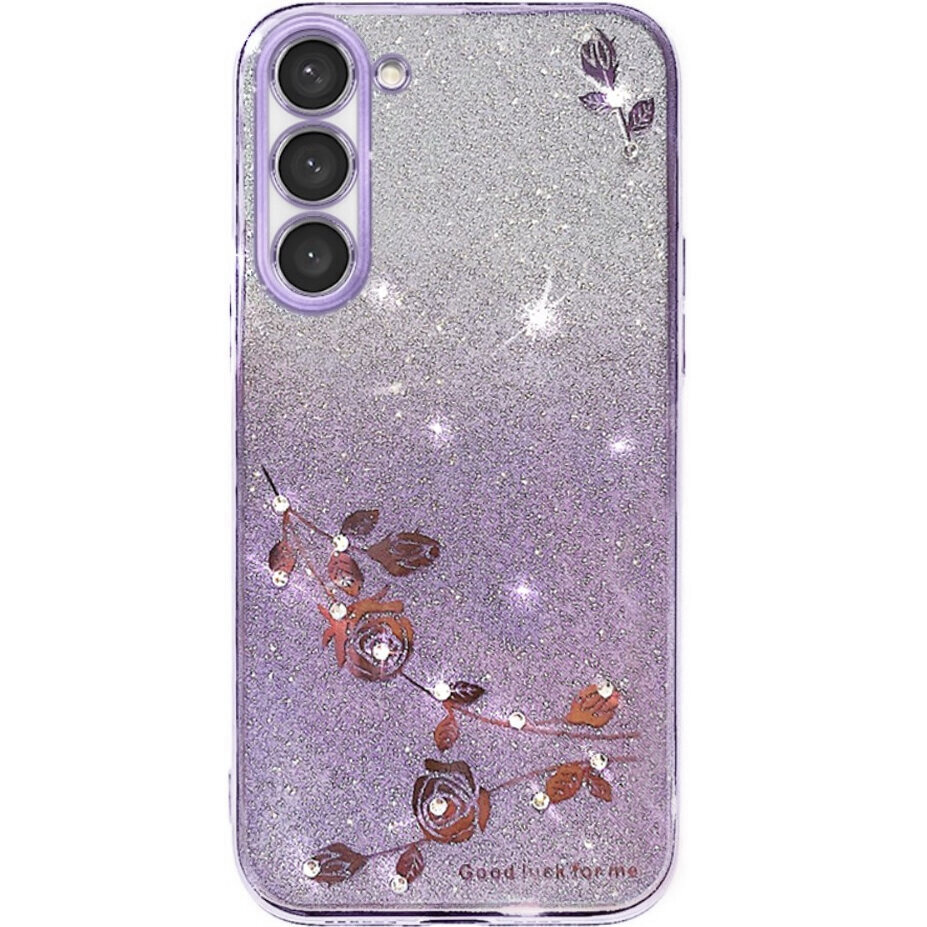 Samsung Galaxy S23+ Plus Hülle, Glitzerblume, Lila