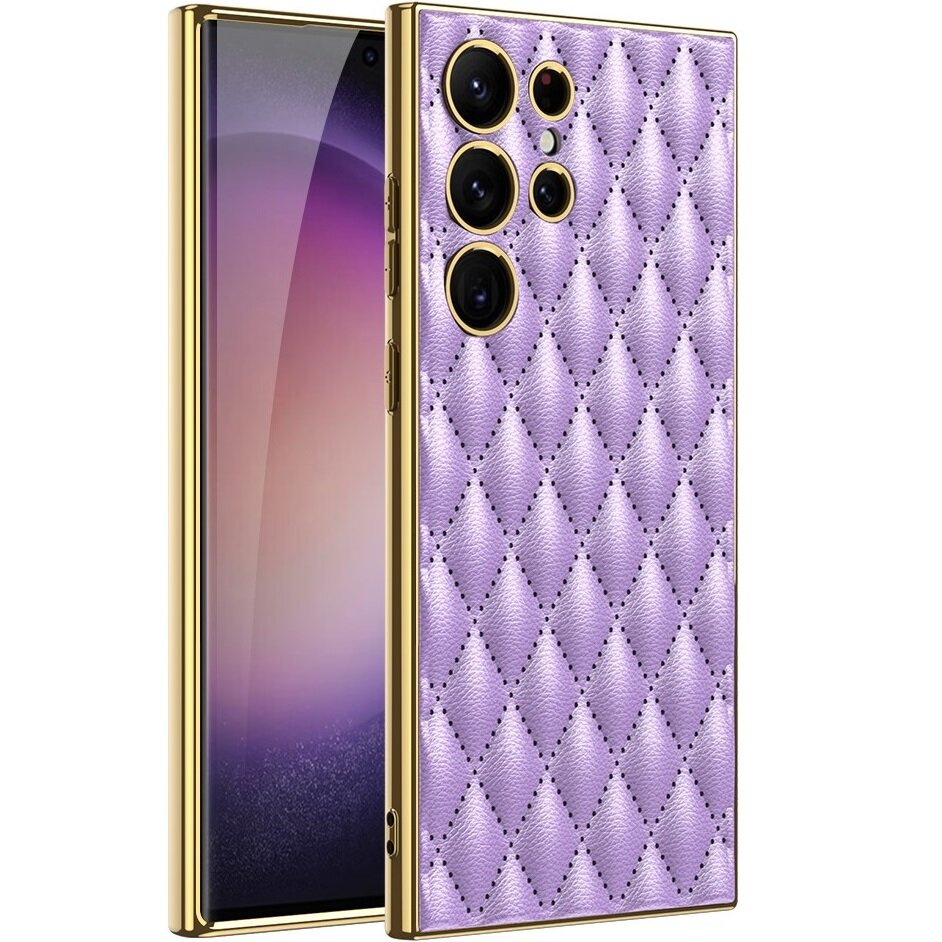 Hülle Für Samsung Galaxy S24 Ultra, Leder Rhombus, Lila