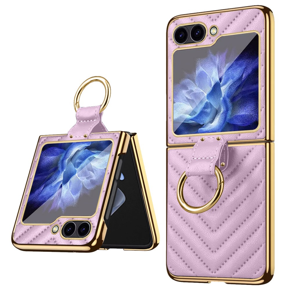 Schutzhülle Für Samsung Galaxy Z Flip7 Fe / Z Flip6, Lederring, Lila