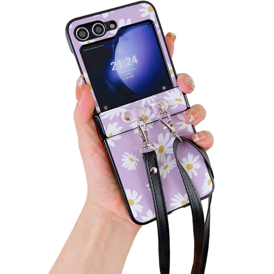 Schutzhülle Für Samsung Galaxy Z Flip7 Fe / Z Flip6, Mit Schultergurt, Lila