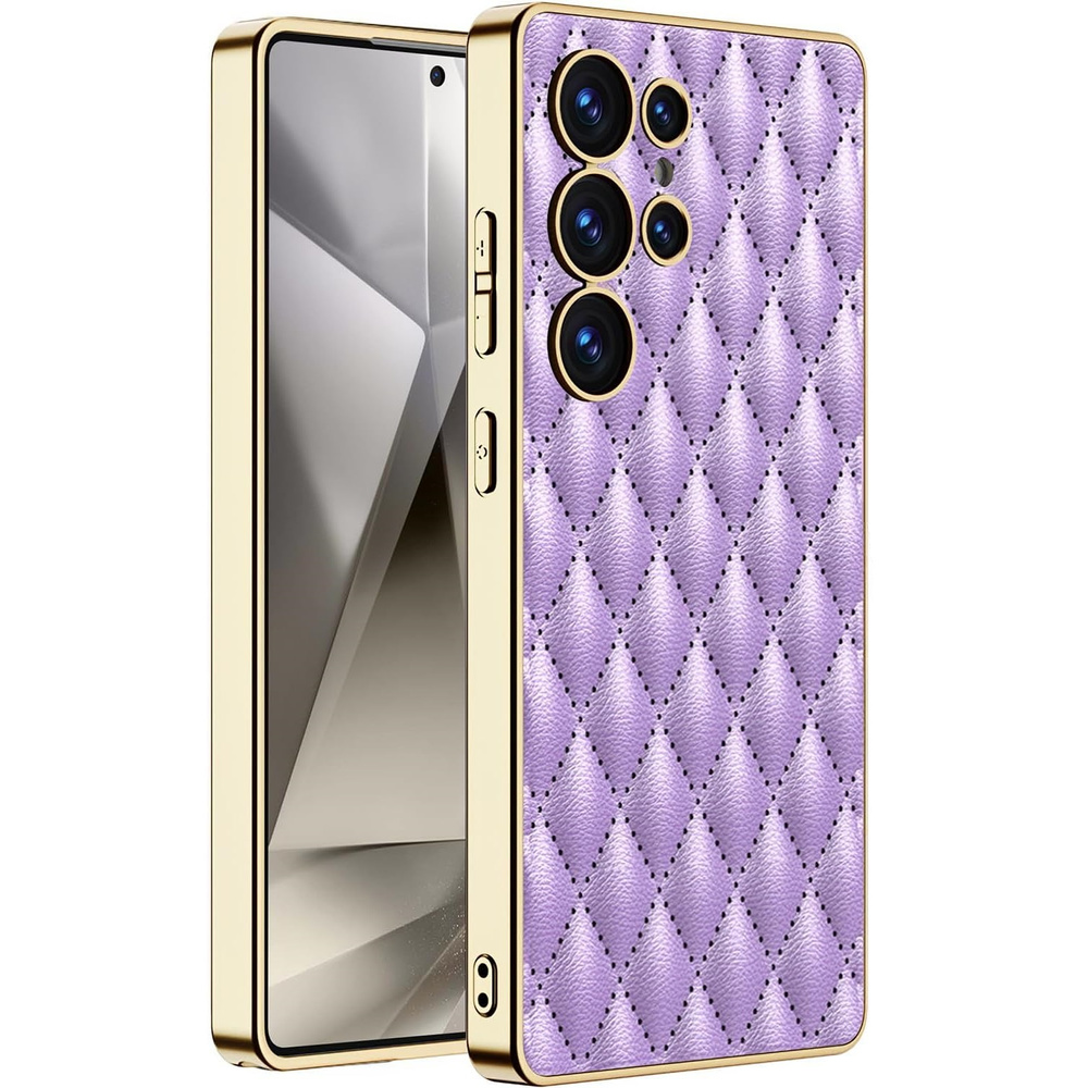 Schutzhülle Für Samsung Galaxy S25 Ultra, Leder, Rautenmuster, Lila