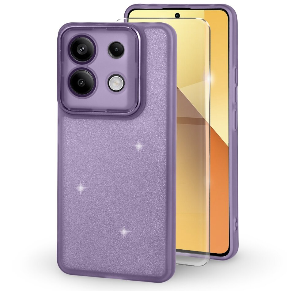 Schutzhülle Für Xiaomi Redmi Note 13 5g, Glitzerpuder, Lila + 9h-hartglas