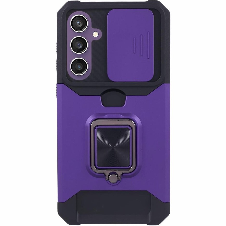 Gepanzertes Gehäuse Für Samsung Galaxy S23 Fe, Mit Kameraauszug Und Kartensteckplatz, Lila + 9h-glas