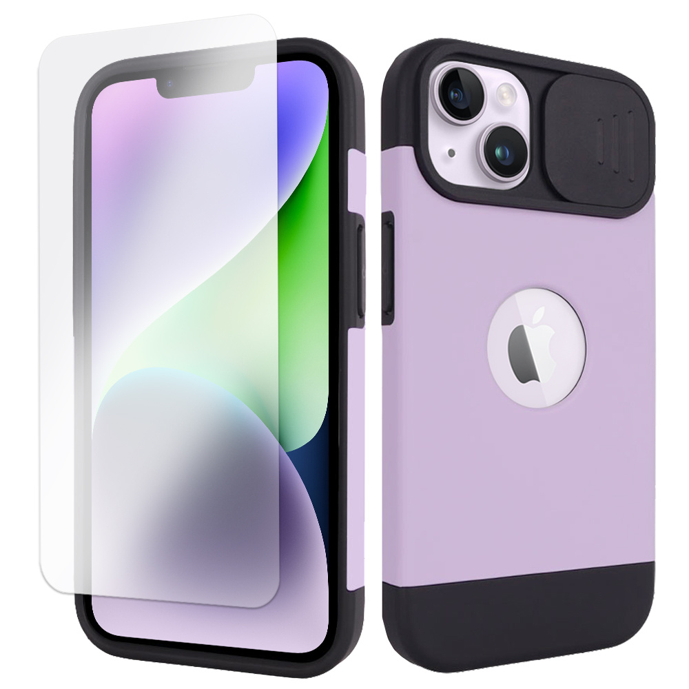 Hülle Für Iphone 13 / Iphone 14, Erbord Magsafe Cam Slider, Lila + Displayschutzfolie Aus Glas