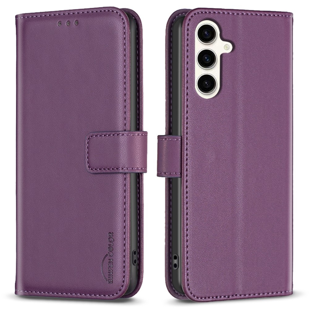 Flipcase Für Samsung Galaxy S23 Fe, Binfen Wallet, Dunkelviolett + 9h-glas