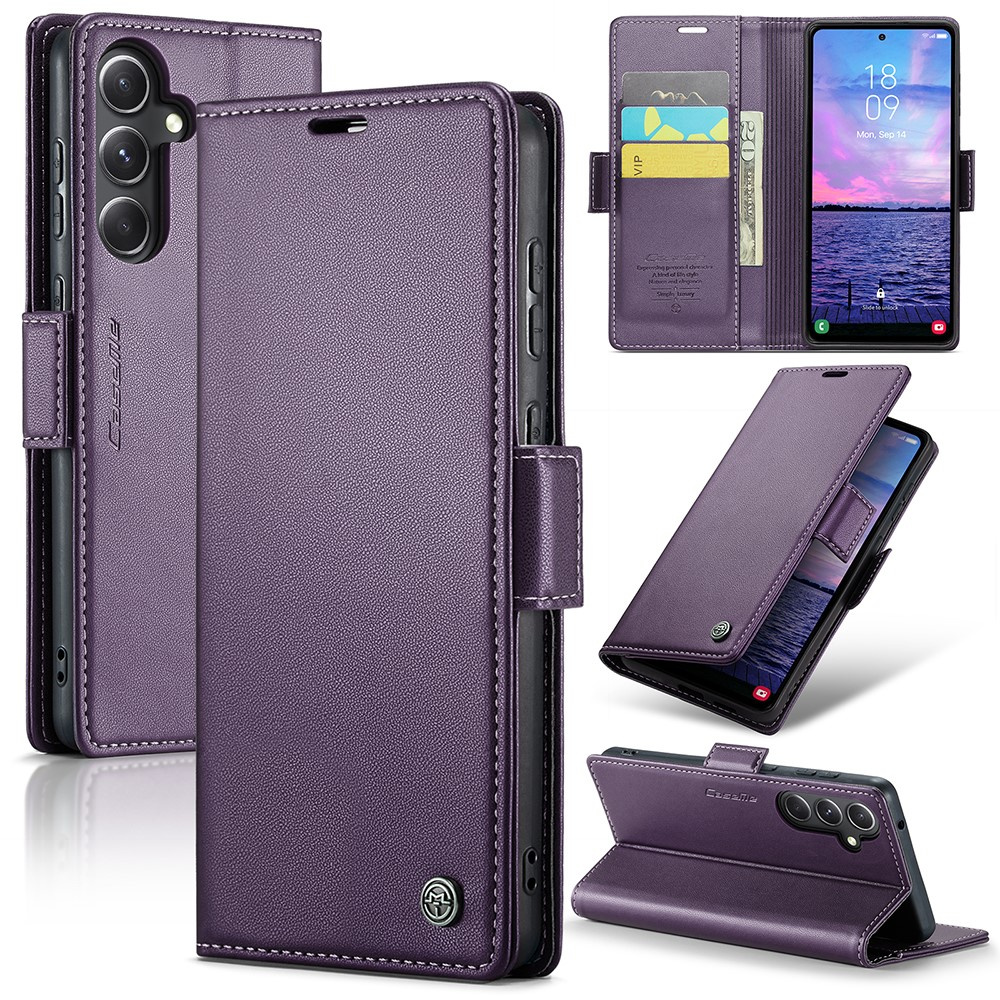 Klapphülle Für Samsung Galaxy S23 Fe, Caseme Wallet, Lila + 9h-glas
