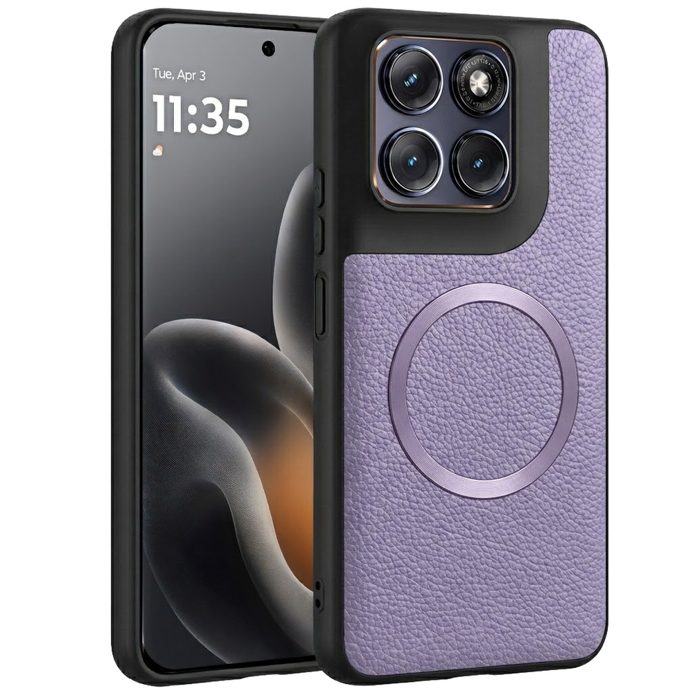 Hülle Für Motorola Edge 70 Fusion, Leder-hybrid, Mit Magsafe-anschluss, Lila