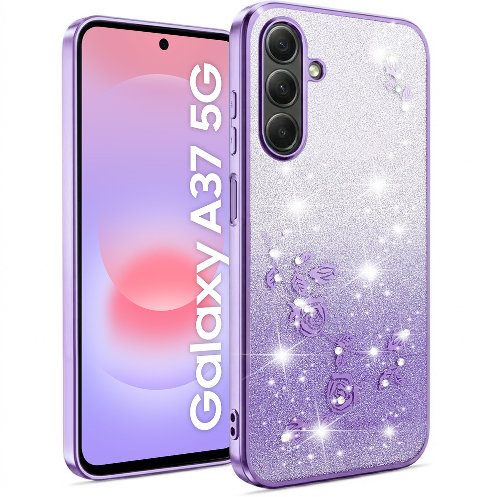 Schutzhülle Für Samsung Galaxy A37 5g, Glitzerblume, Lila