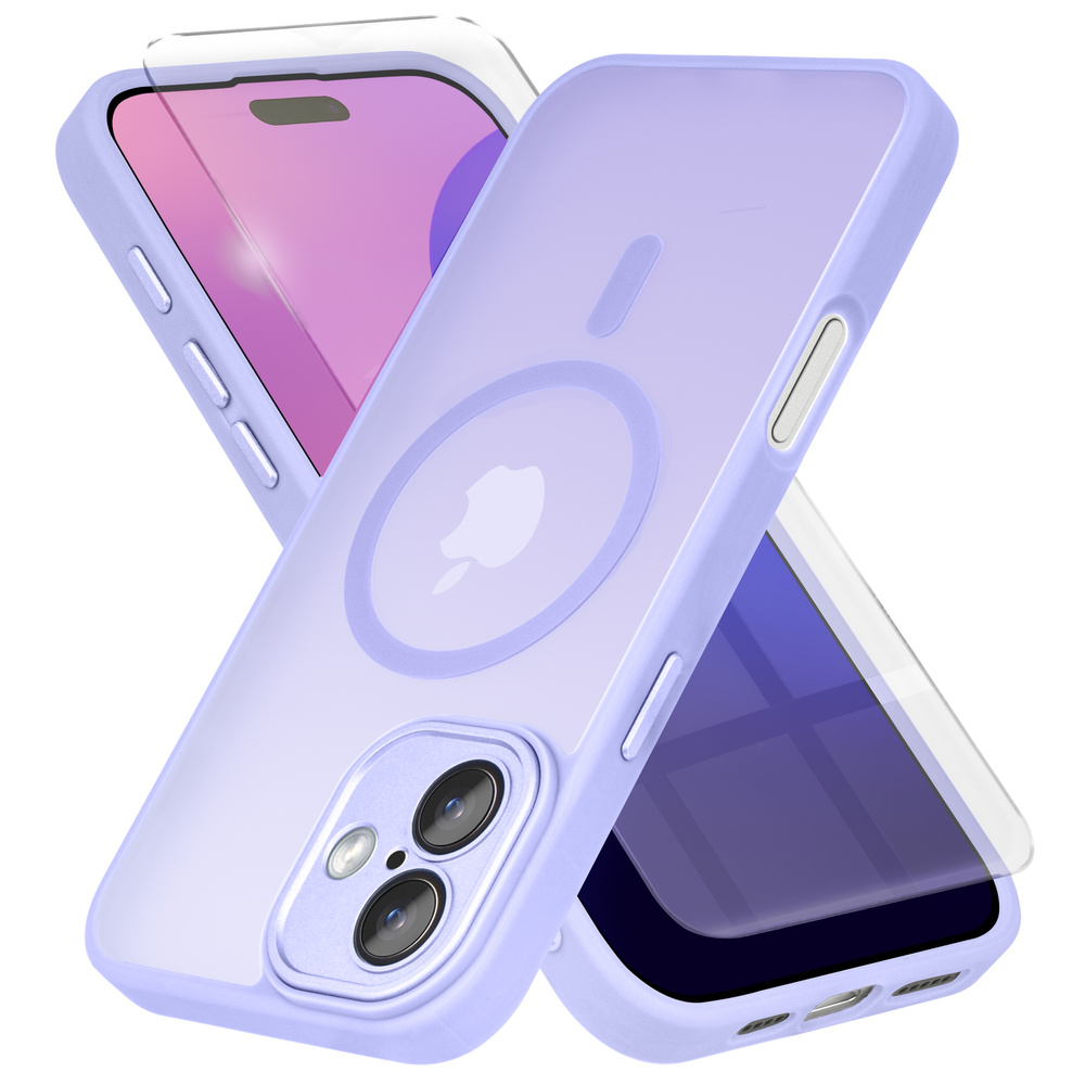 Iphone 16 Plus Hülle, Magsafe, Matt, Lila + Displayschutzfolie