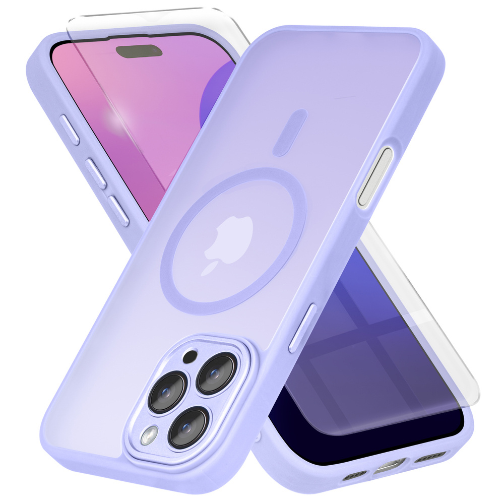 Iphone 16 Pro Hülle, Magsafe, Matt, Lila + Displayschutzfolie