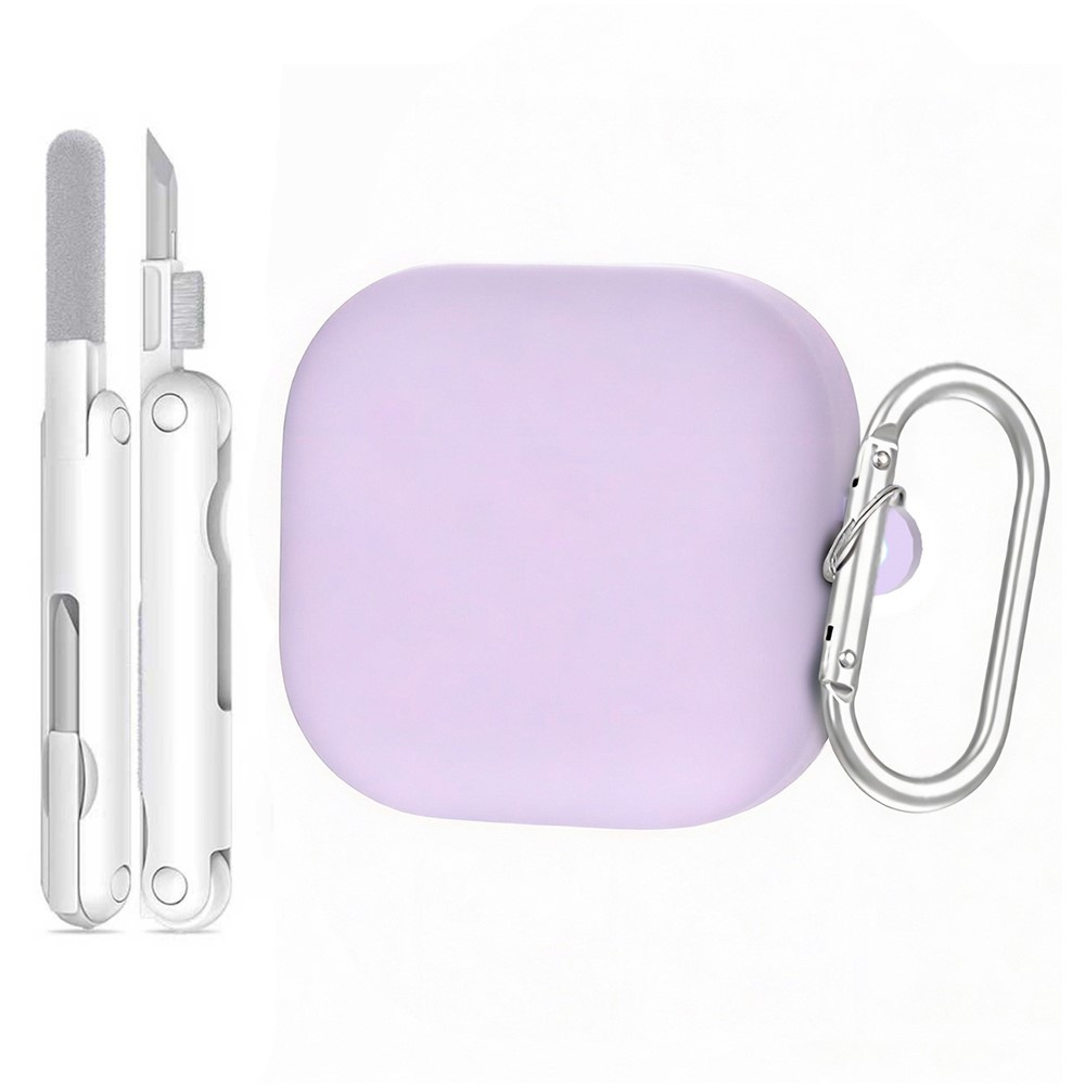 Silikonhülle Für Samsung Galaxy Buds4 / Buds4 Pro Mit Karabinerhaken, Reinigungsset, Lila