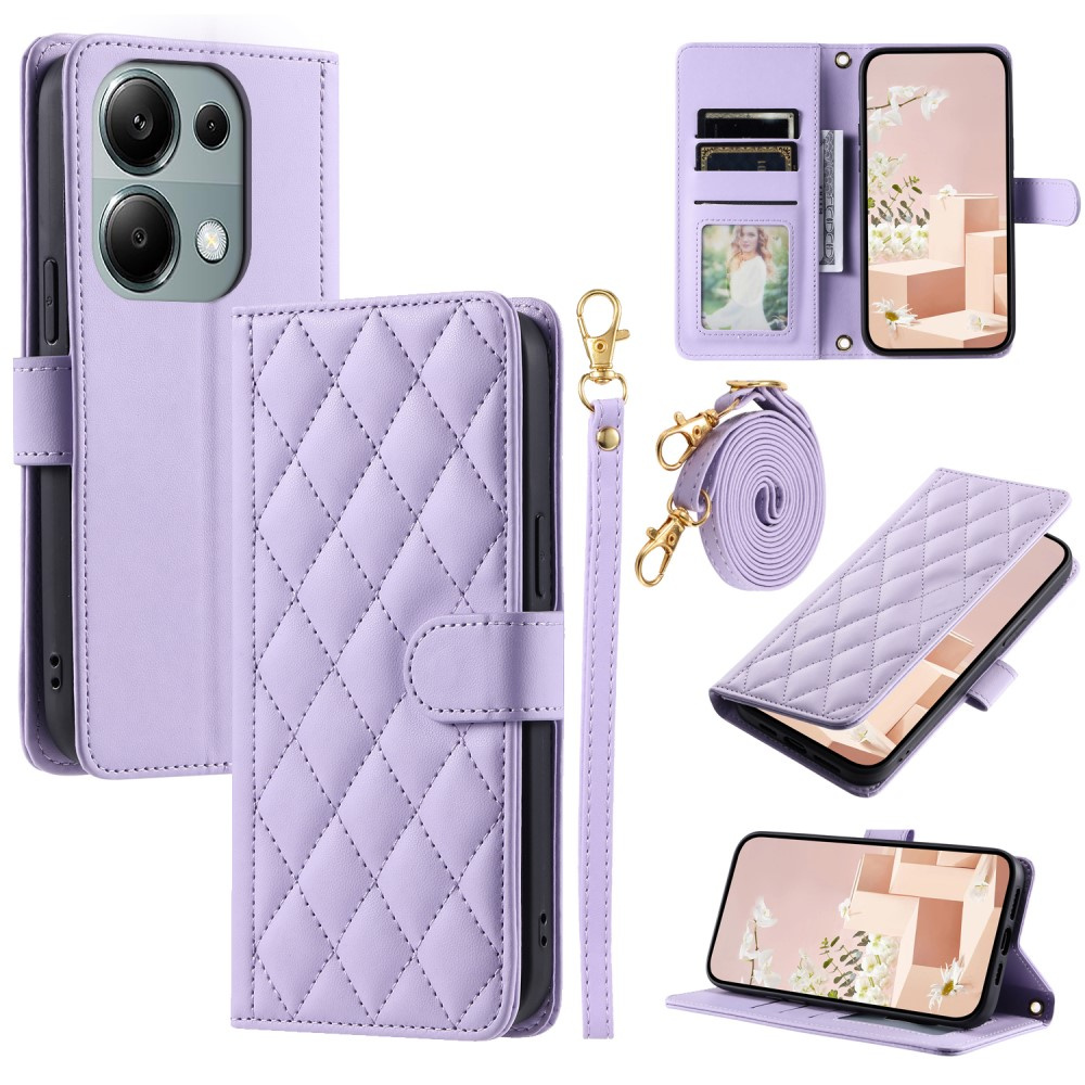 Klapphülle Für Xiaomi Redmi Note 13 Pro 4g / Poco M6 Pro 4g, Rautenmuster, Leder, Lila