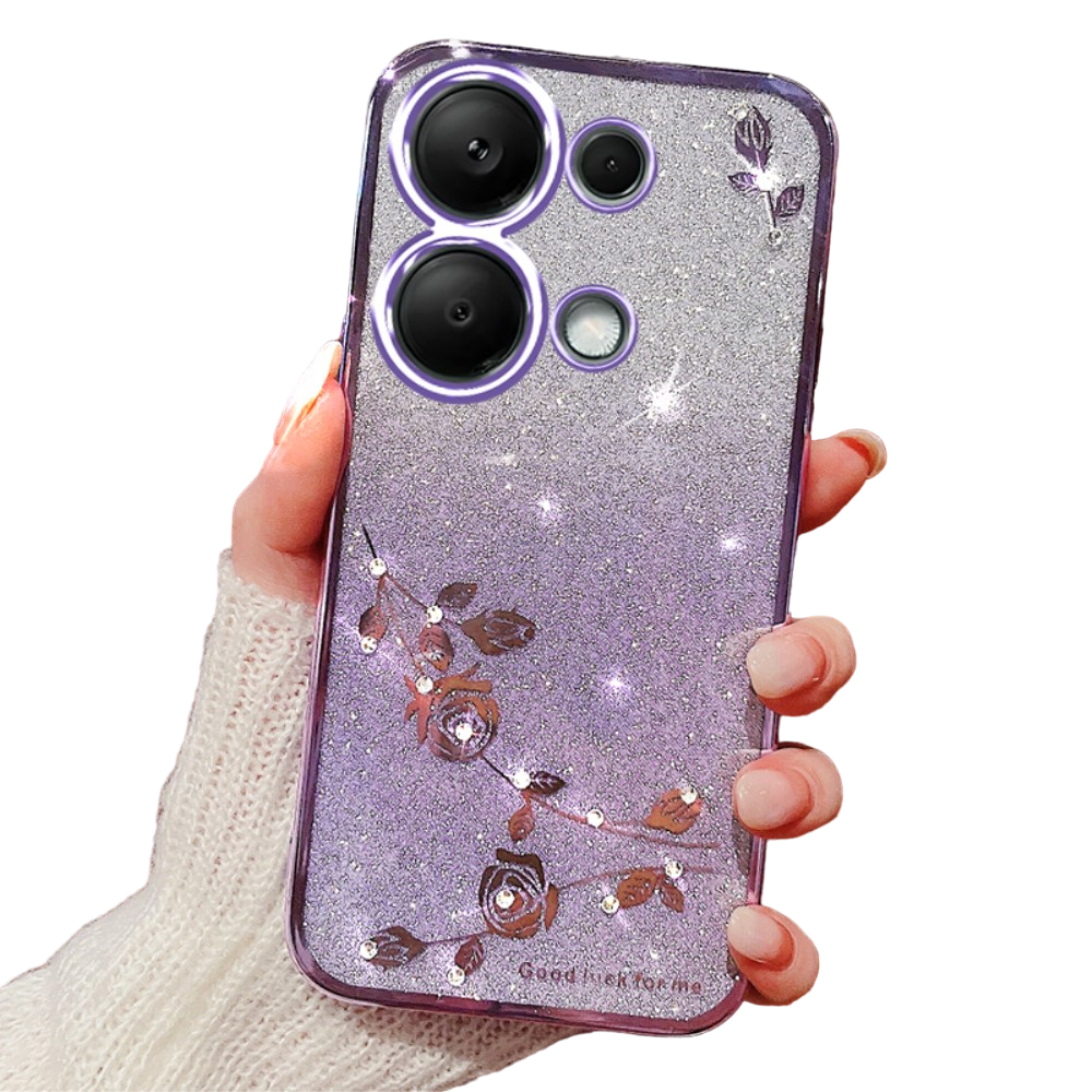 Schutzhülle Für Xiaomi Redmi Note 13 Pro 4g / Poco M6 Pro 4g, Glitzerblume, Lila