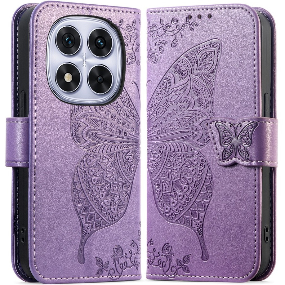 Klapphülle Für Xiaomi Redmi Note 15 Pro Plus 5g / Poco M8 Pro 5g, Schmetterling, Lila