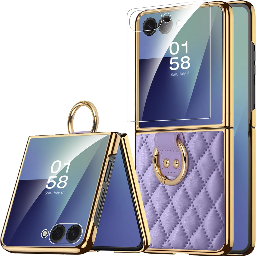 Lederhülle Mit Ring Für Samsung Galaxy Z Flip 7 – Lila