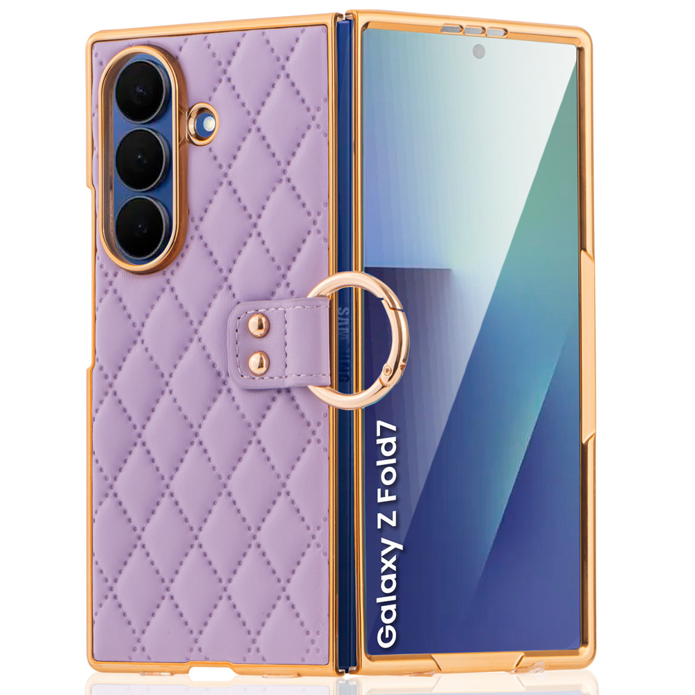 Lederhülle Mit Ring Für Samsung Galaxy Z Fold 7 – Lila