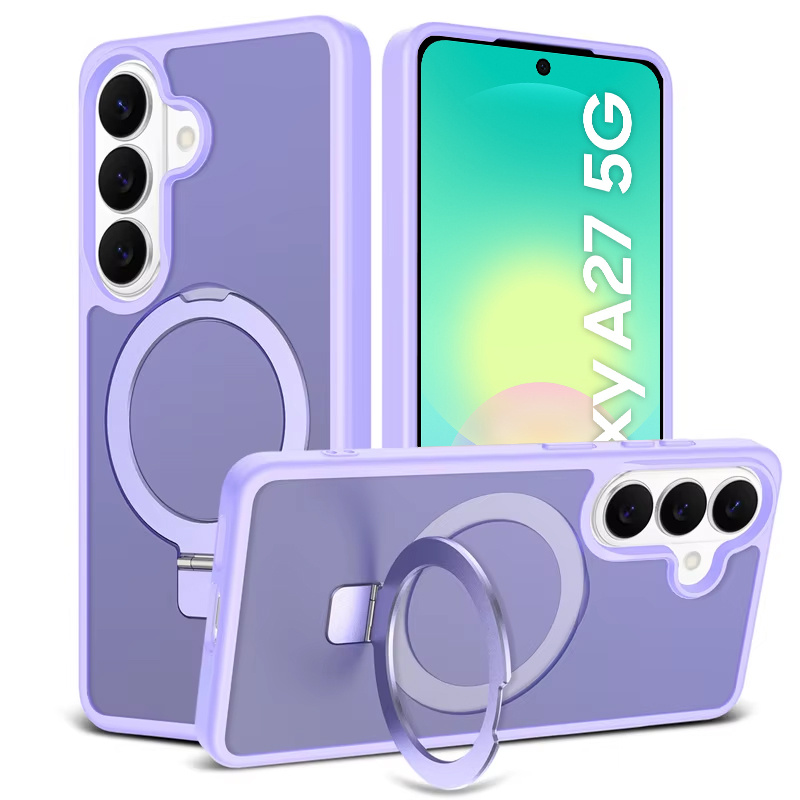 Rauchgraue Hülle Für Samsung Galaxy A27 5g, Matte Hülle Mit Ständer, Magsafe-kompatibel, Lila Rahmen