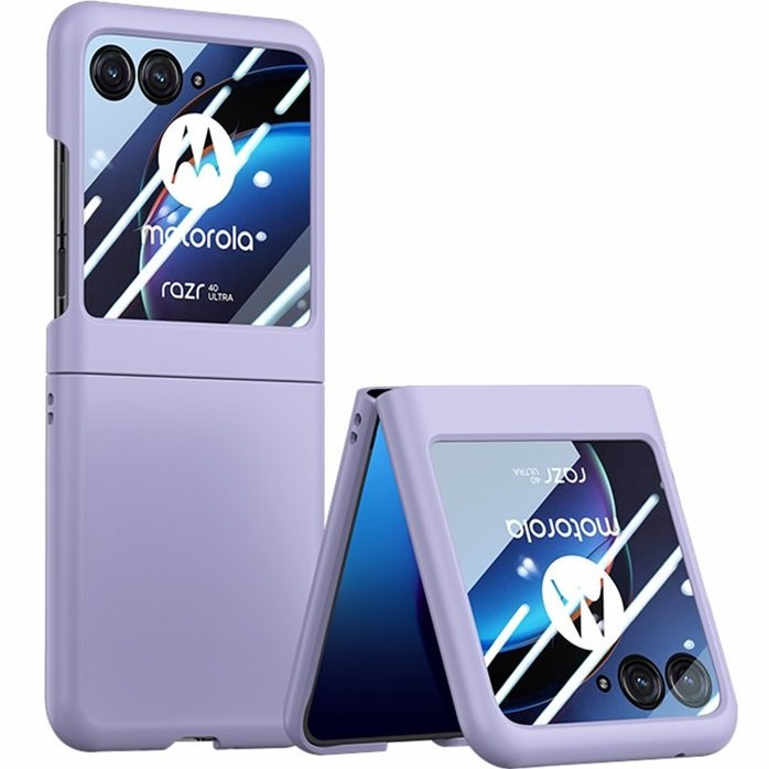 Pc-gehäuse Für Motorola Razr 40 Ultra 5g, Mit Displayschutzfolie Aus Glas, Lila