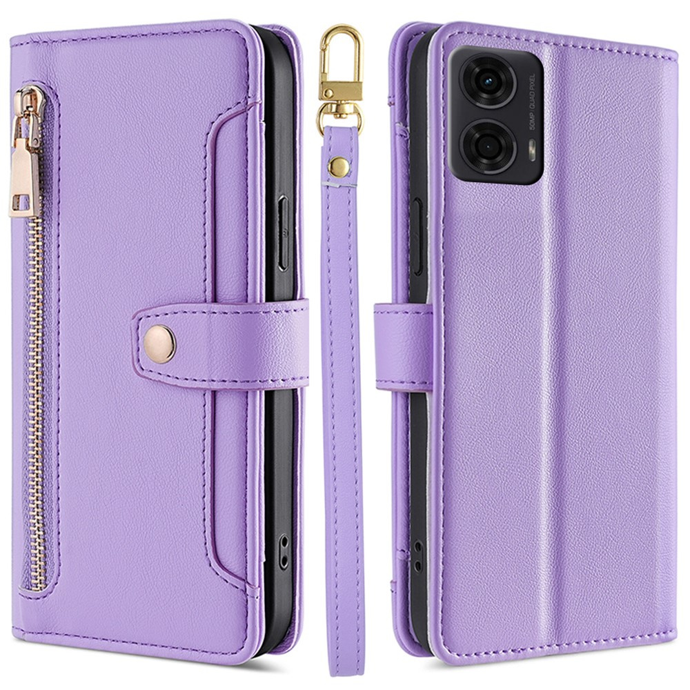 Klapphülle Für Motorola Moto G04 / G24 / G24 Power, Mit Reißverschlussfach, Lila