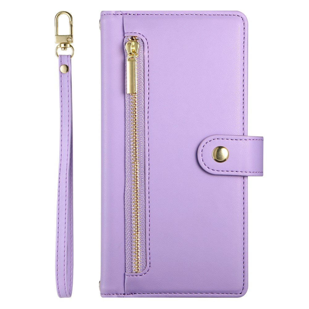 Oppo Reno 13f 5g Klapphülle, Brieftaschenfach Mit Reißverschluss, Lila