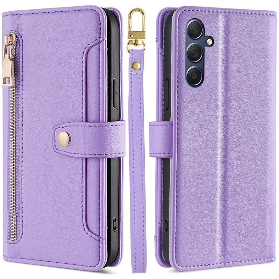 Samsung Galaxy A16 / A16 5g Klapphülle, Brieftaschenfach Mit Reißverschluss, Lila