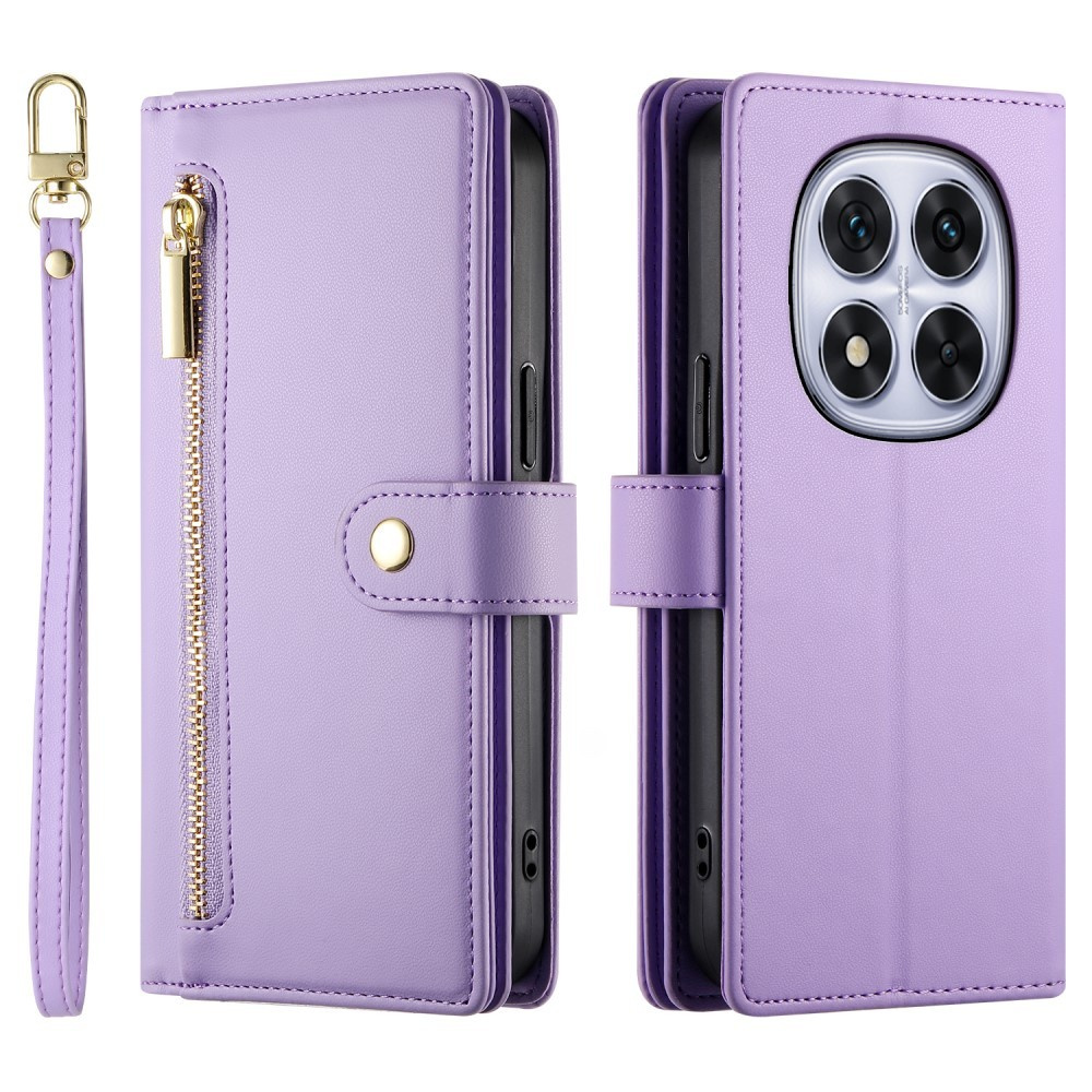 Klapphülle Für Xiaomi Redmi Note 14 Pro 5g / Poco X7 5g, Mit Reißverschlussfach, Lila