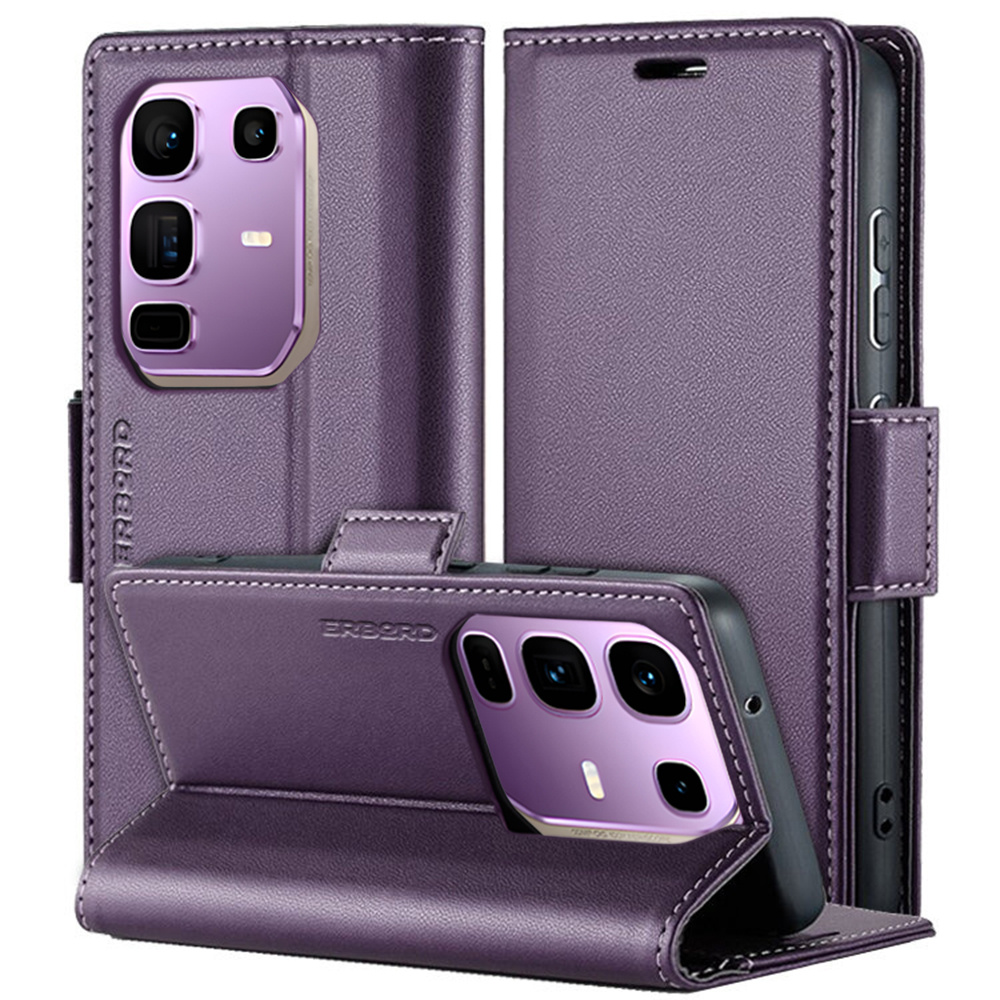 Infinix Note 50 Pro+ Hülle, Glänzendes Litschi, Klapphülle Mit Brieftaschenfunktion, Lila