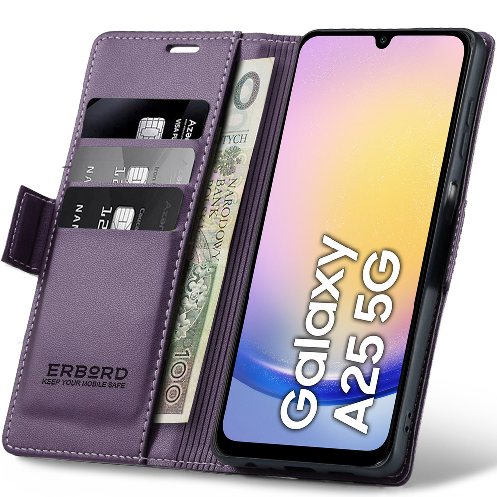 Samsung Galaxy A25 5g Hülle, Glänzende Litschi-klapphülle, Lila