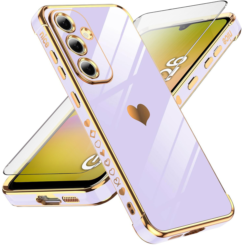 Schutzhülle Für Samsung Galaxy A26 5g, Elektroherz, Lila + 9h-glas