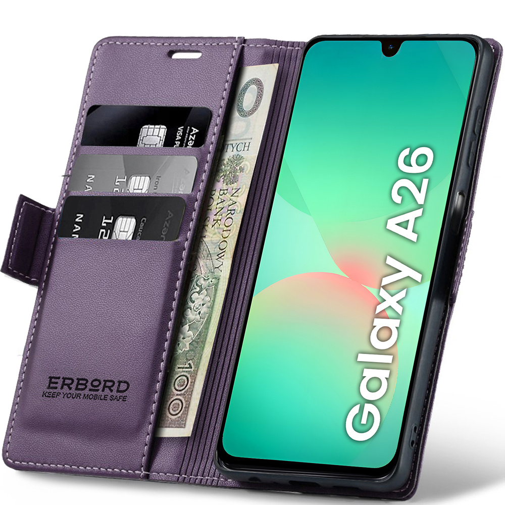 Samsung Galaxy A26 5g Hülle, Glänzende Litschi-klapphülle, Lila