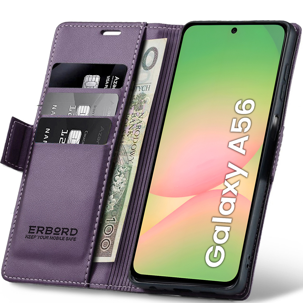 Samsung Galaxy A56 5g Hülle, Glänzende Litschi-klapphülle, Lila