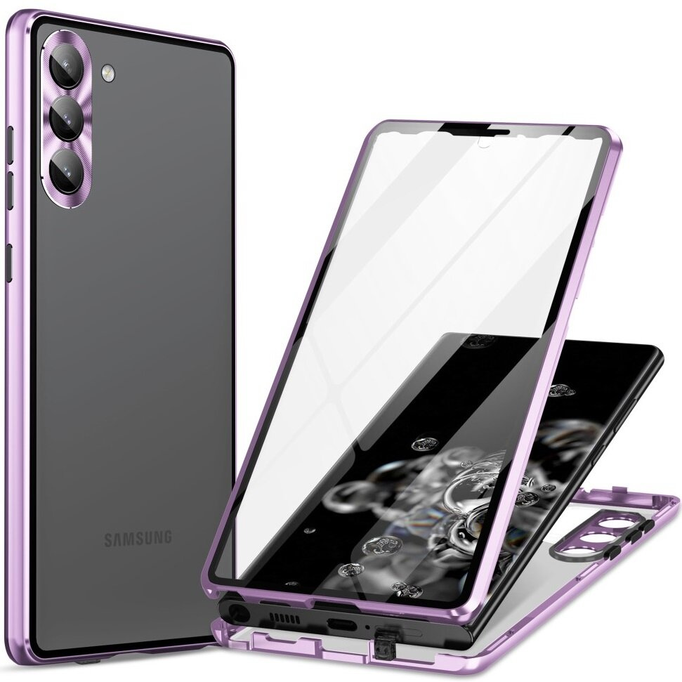 Samsung Galaxy S24 Hülle, Magnetisches Doppelglas, Lila