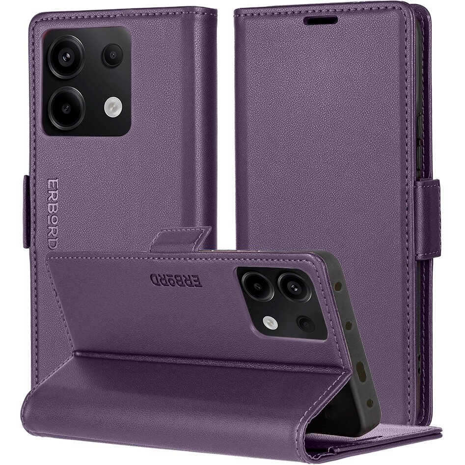 Xiaomi Redmi Note 13 5g Hülle, Glänzende Litschi-klapphülle, Lila