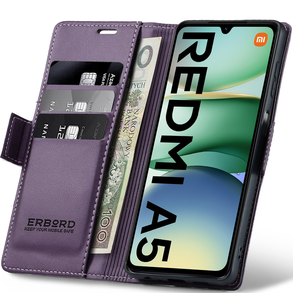 Xiaomi Redmi A5 Hülle, Glänzende Litschi-wallet-hülle Mit Klappverschluss, Lila