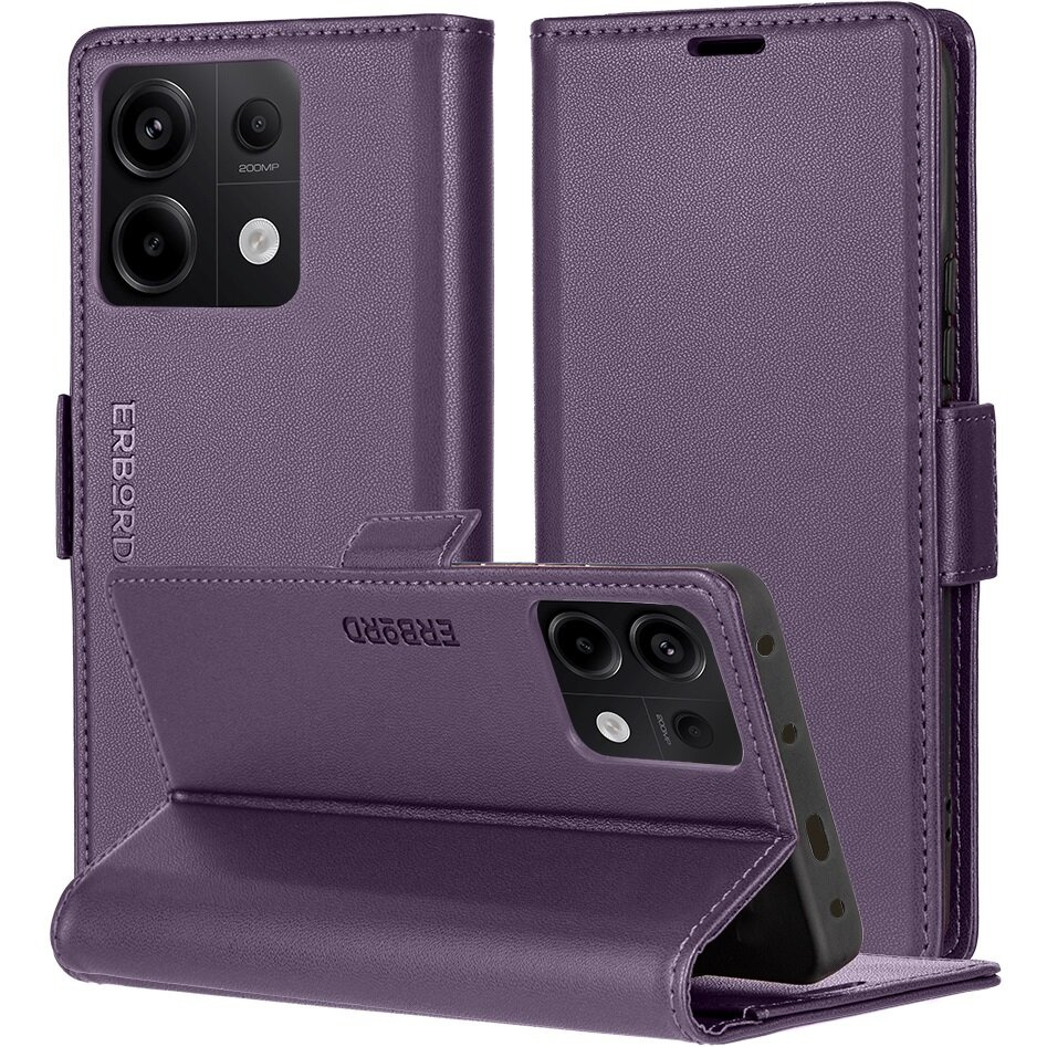 Xiaomi Redmi Note 13 Pro 5g Hülle, Glänzende Litschi-klapphülle, Lila