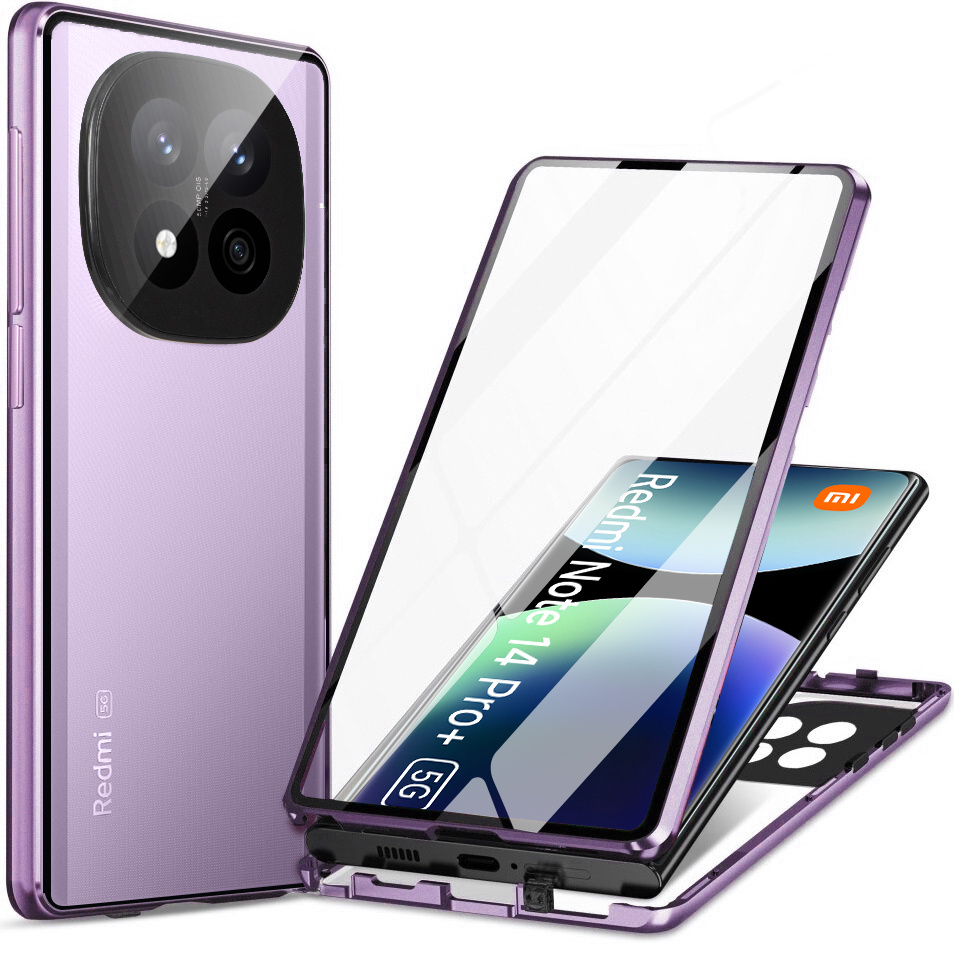 Schutzhülle Für Xiaomi Redmi Note 14 Pro+ 5g, Magnetisches Dualglas, Lila