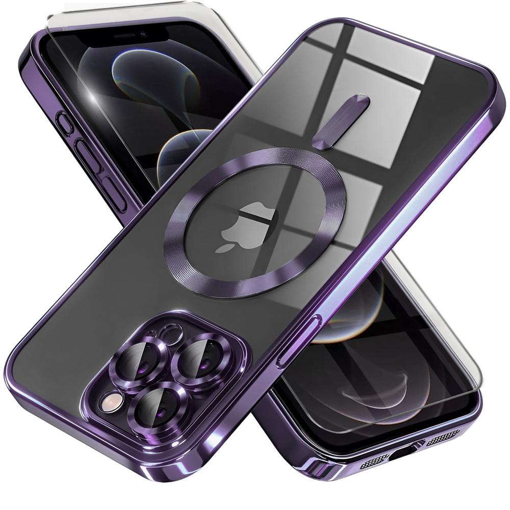 Iphone 12 Pro Hülle, Electro Magsafe, Lila + Displayschutzfolie