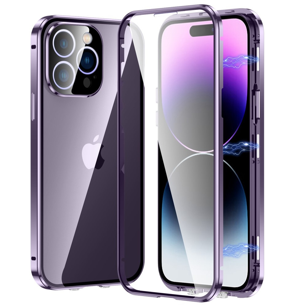 Iphone 14 Pro Max Hülle, Magnetisches Doppelglas, Lila