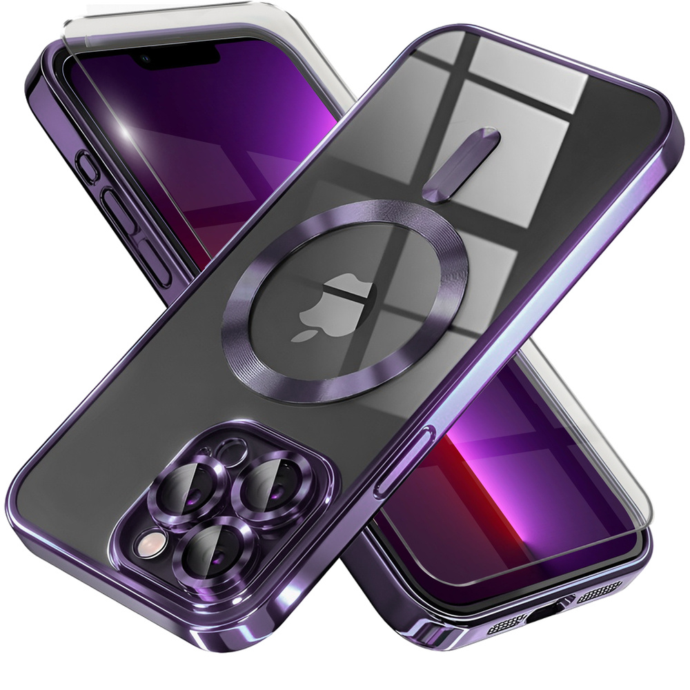Iphone 13 Pro Hülle, Electro Magsafe, Lila + Displayschutzfolie