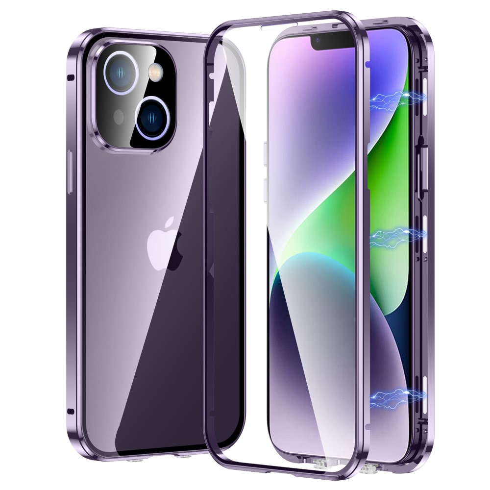 Iphone 14 Plus Hülle, Magnetisches Doppelglas, Lila