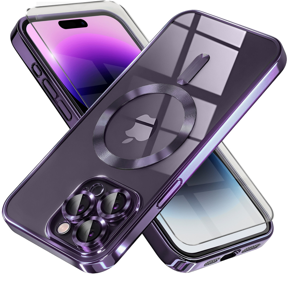 Iphone 14 Pro Hülle, Electro Magsafe, Lila + Displayschutzfolie