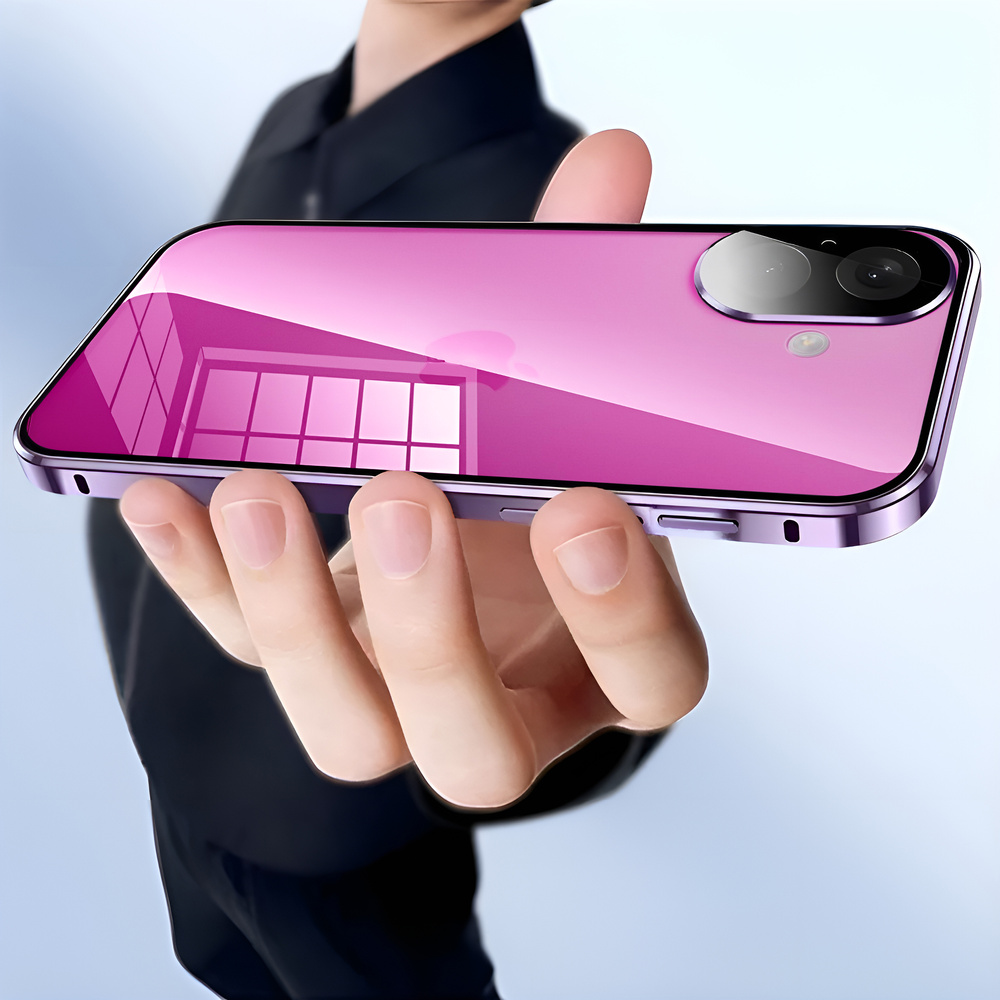Iphone 16 Hülle, Magnetisches Doppelglas, Lila